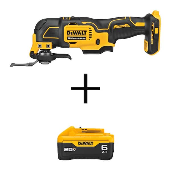 DEWALT ATOMIC 20V MAX Lithium-Ion Cordless Brushless Oscillating Multi Tool with 20V MAX Premium Lithium-Ion 6.0Ah Battery Pack