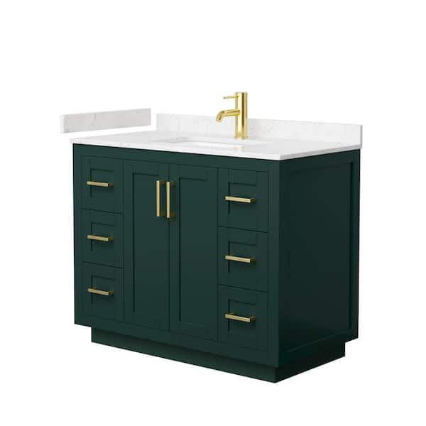 Wyndham Collection Miranda 42 in. W x 22 in. D x 33.75 in. H Single Bath Vanity in Green with Carrara Cultured Marble Top