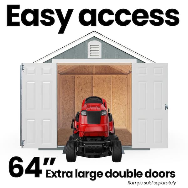 Pro Assembled Daytona 8 ft. x 10 ft. Severe Weather Wood Storage Shed with Storm Doors-Black Shingle  (80 sq. ft.)