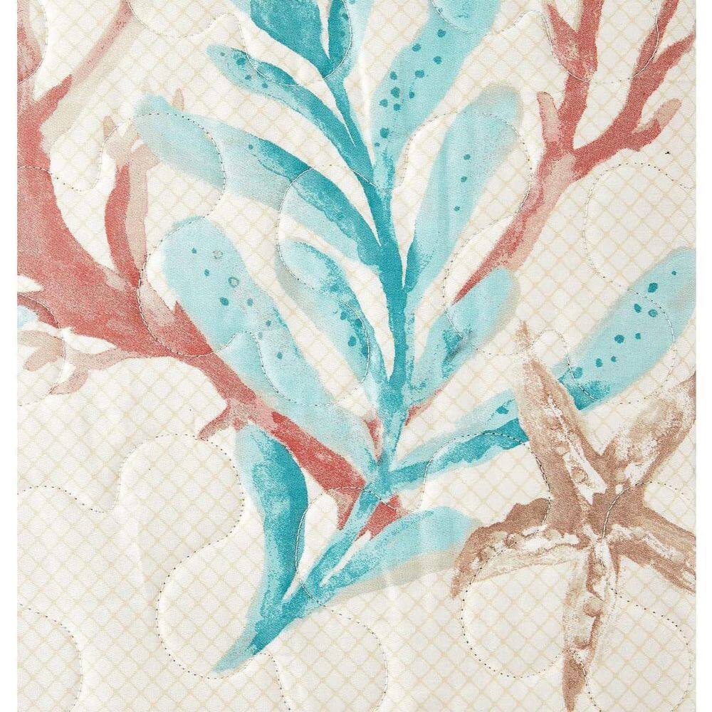 Oversized Aqua and Coral Cotton Quilted Throw