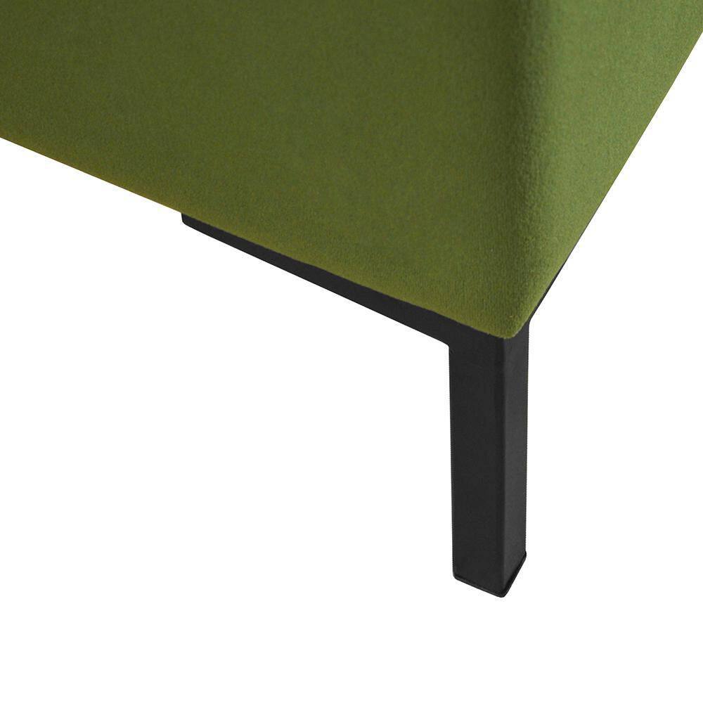 Green Velvet Storage Bench with Black Metal Legs