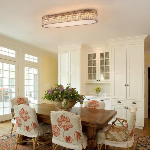 Allenglade 38.6 in. LED Antique Brass Crystal Flush Mount Light