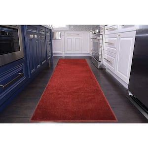 Solid Euro Red 31 in. x 22 ft. Your Choice Length Stair Runner