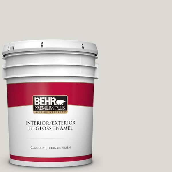 BEHR PREMIUM PLUS 5 gal. #GR-W11 Silver Ash Hi-Gloss Enamel Interior/Exterior Paint