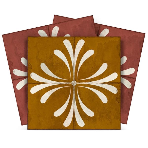 MI ALMA Brown and Dark Goldenrod R1018 4 in. x 4 in. Vinyl Peel and Stick Backsplash Tiles (24-Pack)