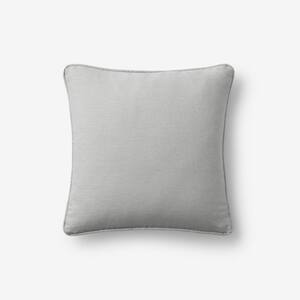 Linen Gray Solid Machine Washable 18 in. x 18 in. Throw Pillow Cover
