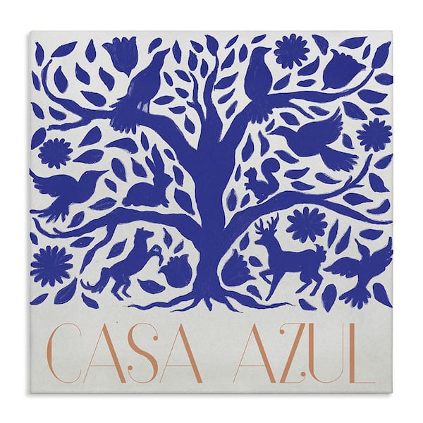 Stupell Industries Casa Azul Blue Tree by Elizabeth Medley Gallery Wrapped Unframed Animal Graphic Art Print 24 in. x 24 in.