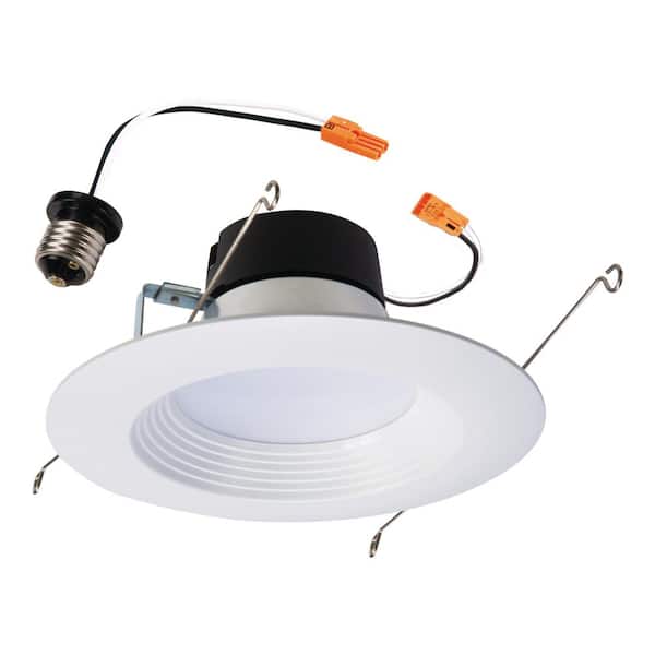 HALO LT56 Series 5"/6" in. 3500K Neutral White Integrated LED Plastic Recessed Light with Retrofit Baffle White Trim 760Lumen