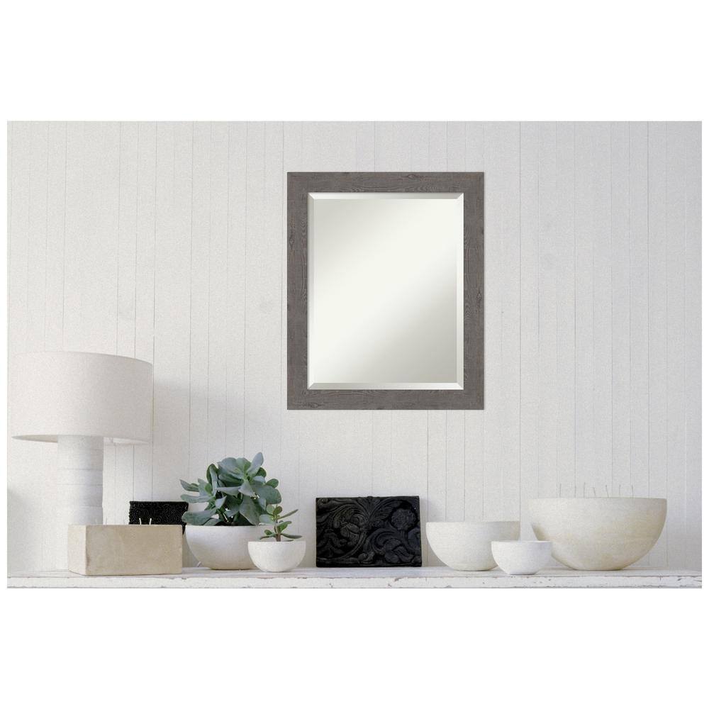 Rustic Grey Wood Framed Rectangular Bathroom Vanity Mirror
