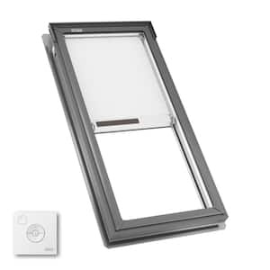 22.5 in. x 45.75 in. Truss Series Fixed Deck Mount Skylight, Laminated Low-E3 Glass, Solar Powered Room Darkening Shade