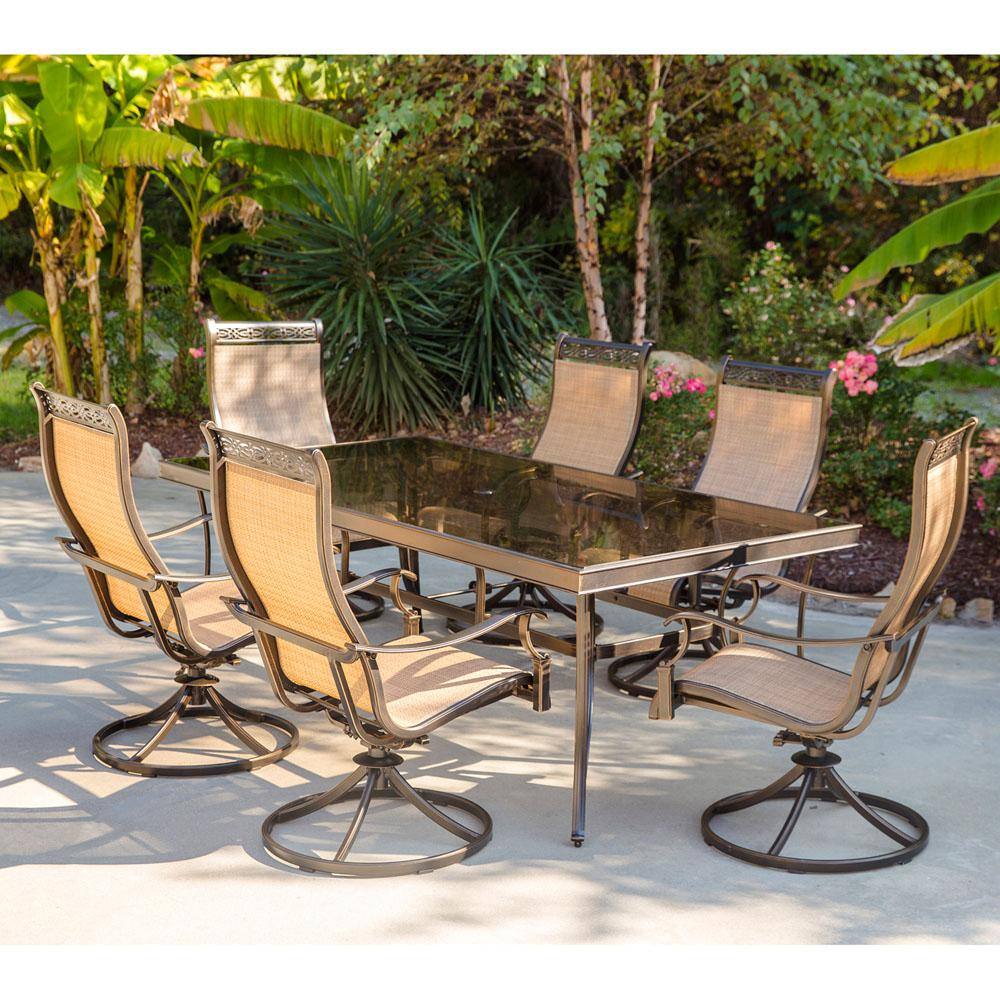 Monaco Tan and Bronze Aluminum 7-Piece Outdoor Dining Set