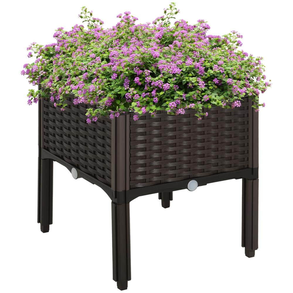 Plastic Raised Garden Bed with Legs, Self-Watering Planter Box for Flowers,