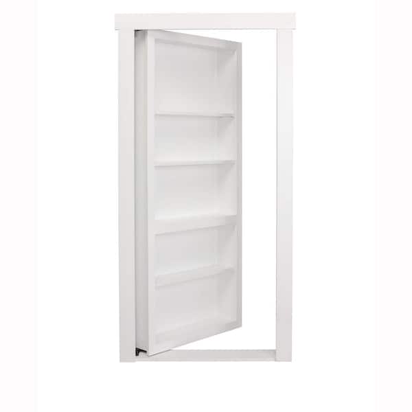 The Murphy Door 28 in. x 80 in. Flush Mount Assembled Paint Grade MDF White Painted Universal Solid Core Interior Bookcase Door