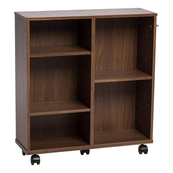 IRIS 25.59 in. Dark Brown Faux Wood 5-shelf Standard Bookcase with Adjustable Shelves