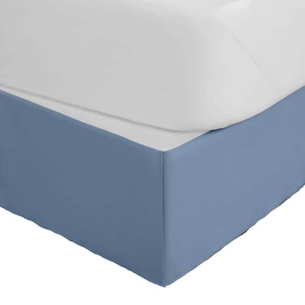 15" Inverted Pleat Queen Blue Bed Skirt