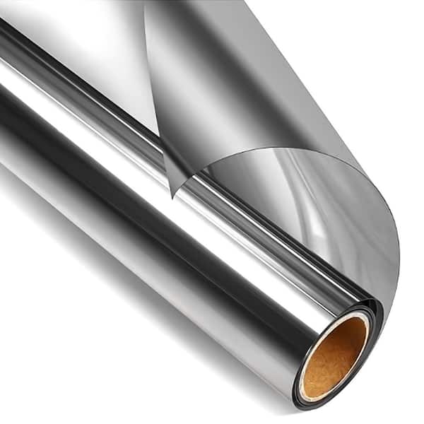 24 in. W x 197 in. L Heat Blocking Anti UV Mirror Daytime Blackout Window Film with One Way Reflective, Silver