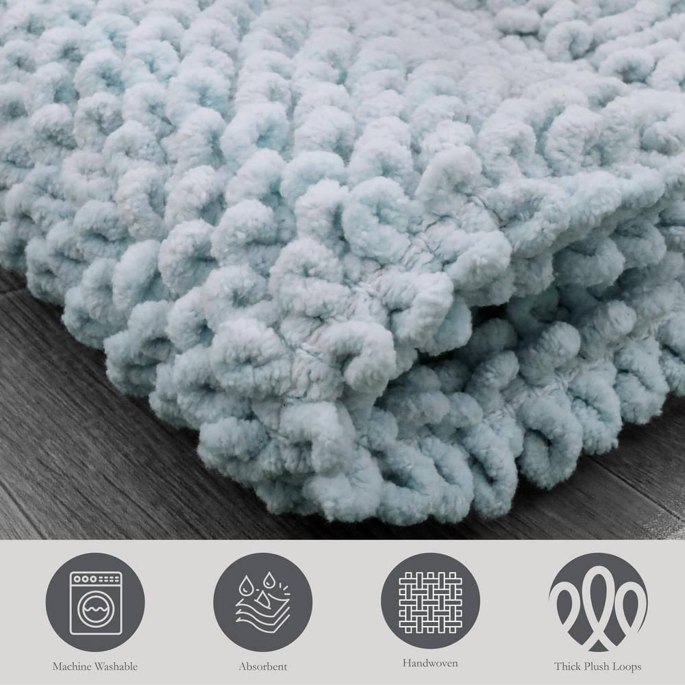 Pale Blue Cotton Chenille Non-Slip Bath Mat 27" x 45"