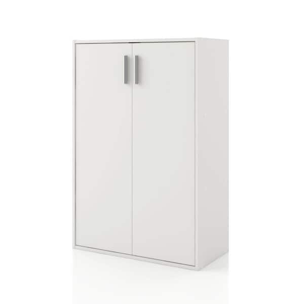 Furniture of America Quincy 35.2 in. Tall Stackable White Engineered wood 3-Shelf Modern Modular Cabinet Bookcase with 2-Doors