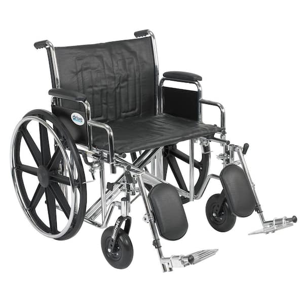 Drive Medical Sentra EC Heavy Duty Wheelchair with Desk Arms, Elevating Leg Rests and 24 in. Seat