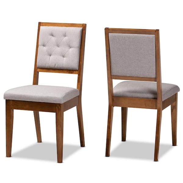 Baxton Studio Gideon Grey and Walnut Brown Dining Chair (Set of 2)