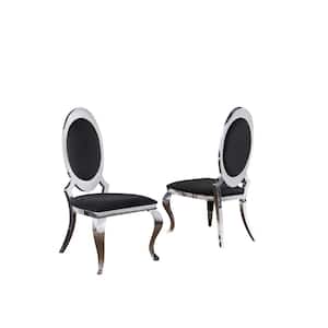 Sally Black Velvet Stainless Steel Legs Side Chairs (Set of 2)
