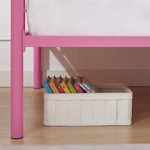 Bunk Bed Metal Twin Over Twin, Industrial Bunkbeds with Ladder and Full-Length Guardrail, Pink - Platform Bed Frame