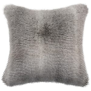 Wavy Luxe Gray 20 in. x 20 in. Throw Pillow