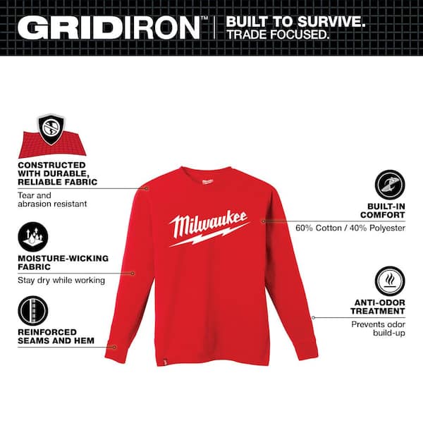 Men's Large Red Heavy-Duty Long-Sleeve T-Shirt