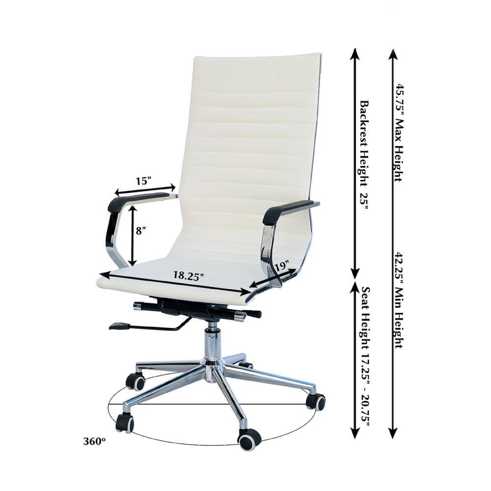Brown High Back Leather and Metal Swivel Office Chairs, Set of 2