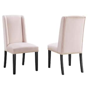 Baron Pink Performance Velvet Nailhead Trim Dining Side Chairs (Set of 2)