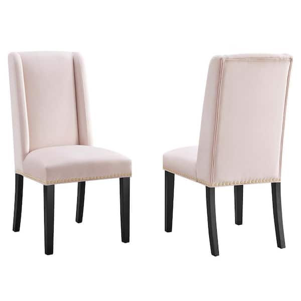 MODWAY Baron Pink Performance Velvet Nailhead Trim Dining Side Chairs (Set of 2)