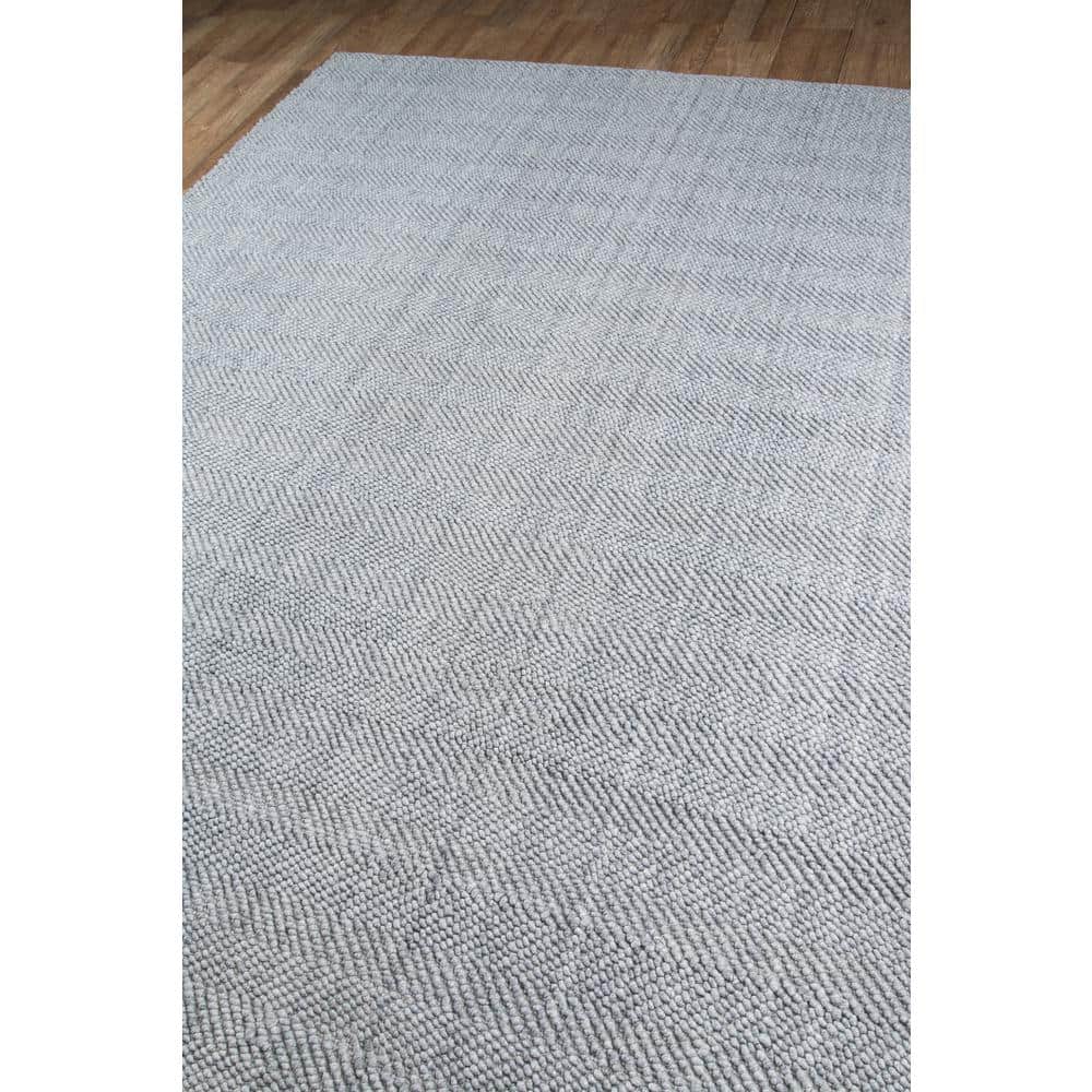 Gray Handwoven Wool and Synthetic Herringbone Area Rug