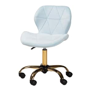 Savara Aqua and Gold Velvet Fabric Seat Task Chair