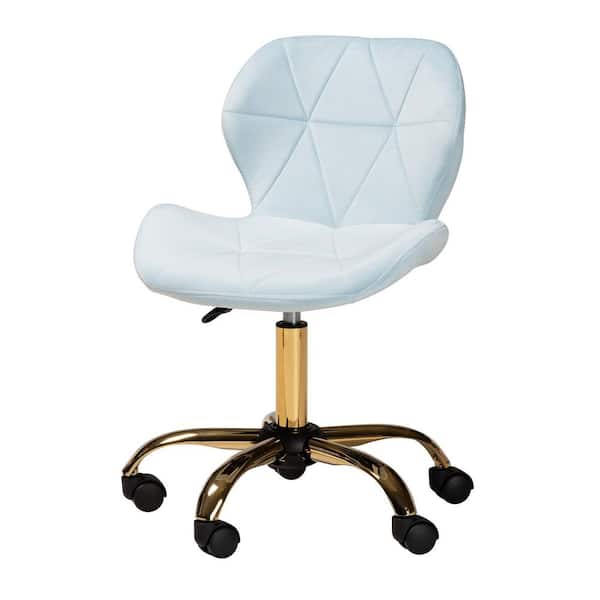 Baxton Studio Savara Aqua and Gold Velvet Fabric Seat Task Chair