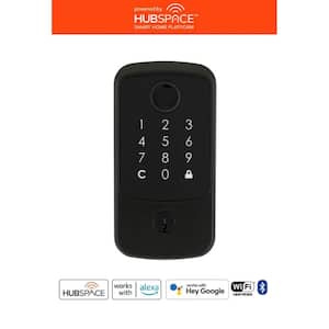 Square Fingerprint Aged Bronze Electronic Single Cylinder Deadbolt Wi-Fi Enabled Powered by Hubspace