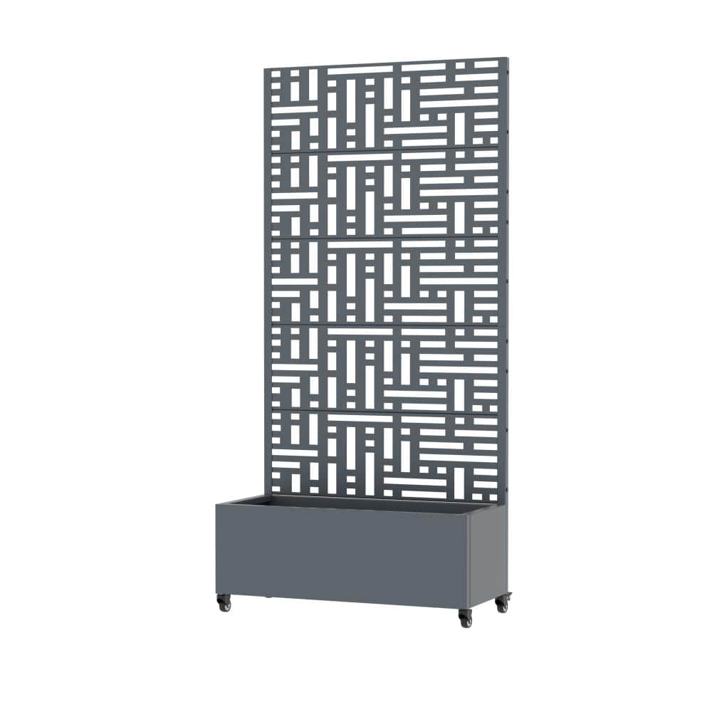 35 in. L x 16 in. W x 72 in. H Mobile Lattice Trellis Gray Iron Rect Outdoor Rolling Planter (1-Pack) price history on PriceWatchPro