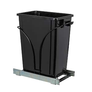 9 Gal. Matte Black and Chrome Rectangular Under Cabinet Single Plastic Household Trash Can