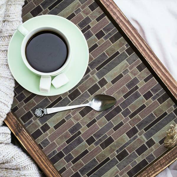 RoomMates Modern Long Stone Tile Peel and Stick Backsplash