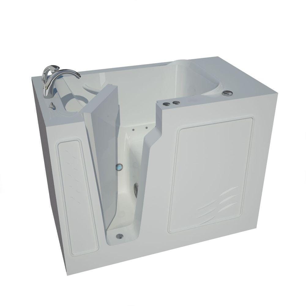 52'' White Fiberglass Walk-In Air Bathtub with Faucet