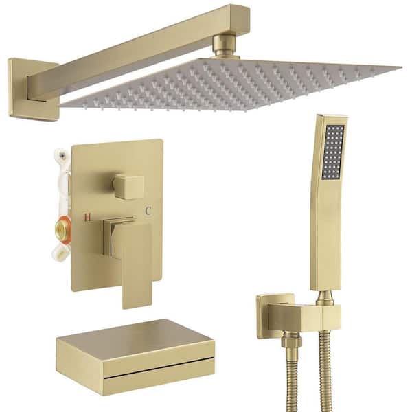 Single Handle 3-Spray Shower Faucet 2.5 GPM with High Pressure in Brushed Gold
