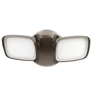 28-Watt Bronze Outdoor Security Adjustable Dual Head Integrated LED Flood Light, Daylight