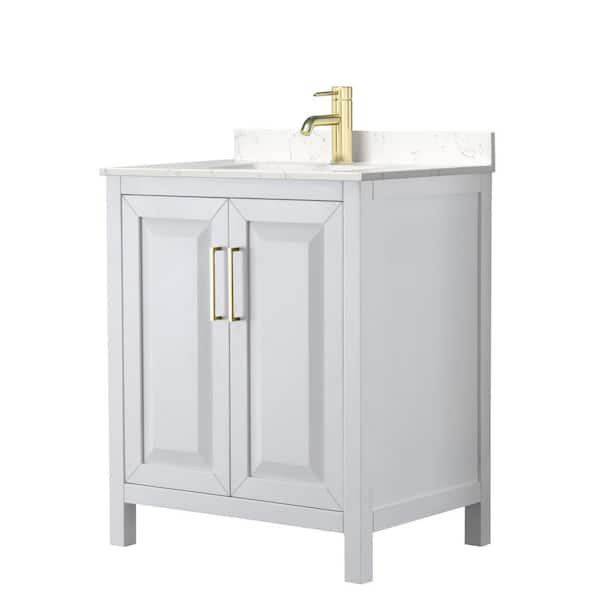 Wyndham Collection Daria 30 in. W x 22 in. D x 35.75 in. H Single Sink Bath Vanity in White with Light-Vein Carrara Cultured Marble Top