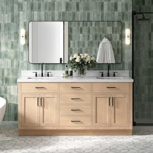 Hepburn 73 in. W x 22 in. D x 36 in. H Double Sink Bath Vanity in Oak with Italian Carrara Marble Top