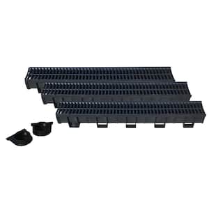 Deep Black 5.4 in. W x 5.4 in. D x 39.4 in. L Trench and Channel Drain Kit (6-Pack)