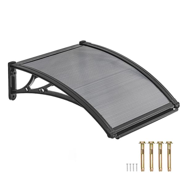Awnings for Door Entrance, Overhang Polycarbonate Door Canopy for Porch Patio, Smoky Gray, Rain Snow Sun Protection