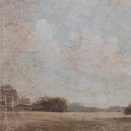 Farmhouse Landscape Canvas Wall Art with Pine Wood Frame