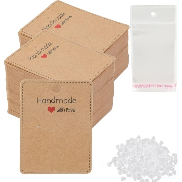 Unbranded 150-Pack Earring Cards Jewelry Packaging Holder with Bags Brown 5 x 6.5cm for Studs Display and Selling