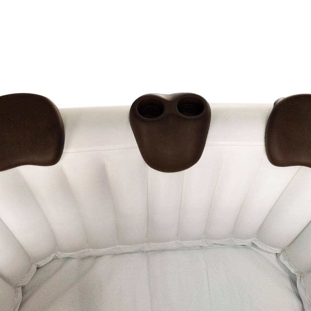 Brown Removable 3-Piece Headrest and Drink Holder Set for Hot Tub Spa