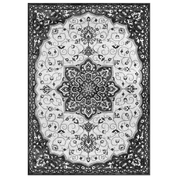 Traditional Medallion 8 ft. x 10 ft. Area Rug Black