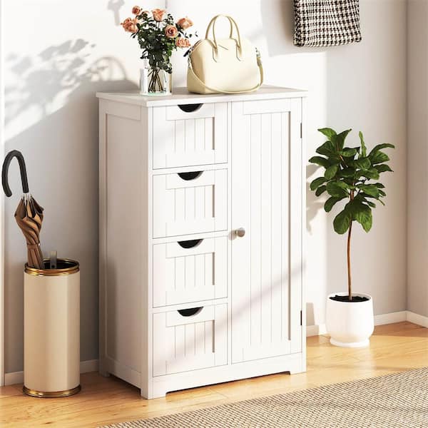 22 in.W x 32 in.H x 12 in.D 4-Gauge 2-Shelves Wooden Freestanding Cabinet in White
